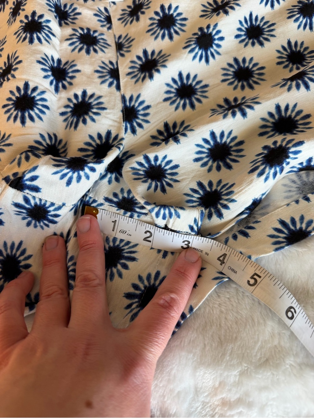LOFT White Dress with Navy Floral Burst Print - Picture 11 of 12